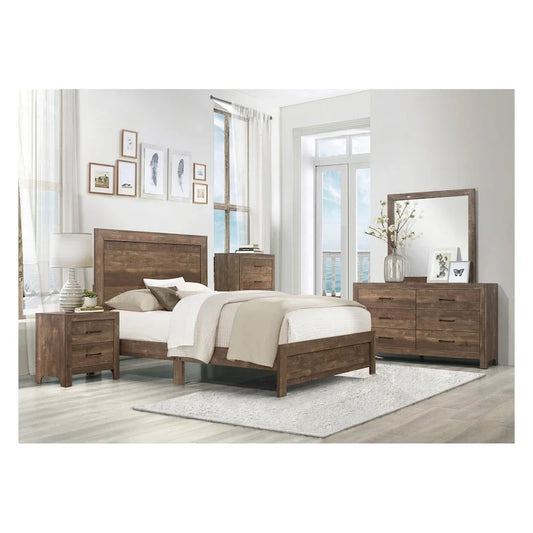 Tabina 3 Piece Rustic Brown Modern Panel Bedroom Set