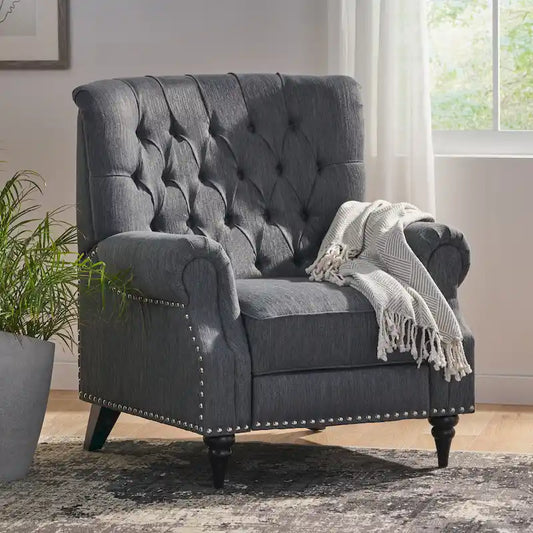 Sunapee Fabric and Rubberwood Recliner with Nailhead Trim by Christopher Knight Home