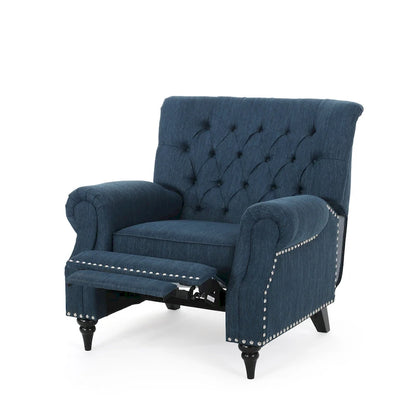 Sunapee Fabric and Rubberwood Recliner with Nailhead Trim by Christopher Knight Home