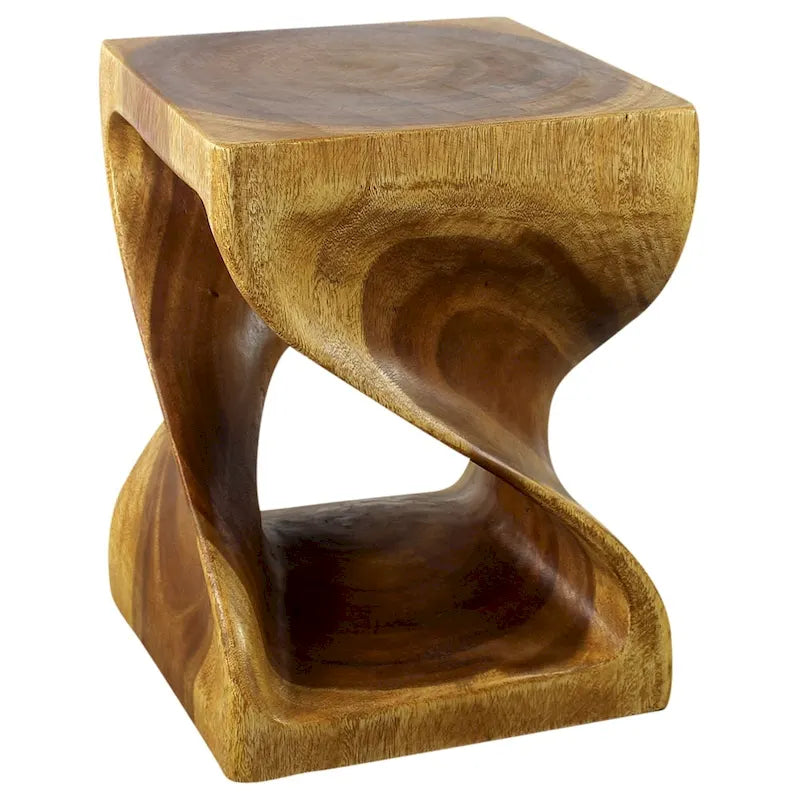 Haussmann Wood Twist End Table 15 x 15 x 20 inch High Oak Oil - 15 x 15 x 20