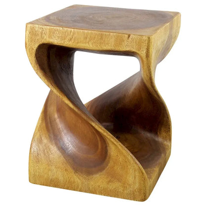 Haussmann Wood Twist End Table 15 x 15 x 20 inch High Oak Oil - 15 x 15 x 20