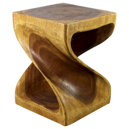 Haussmann Wood Twist End Table 15 x 15 x 20 inch High Oak Oil - 15 x 15 x 20