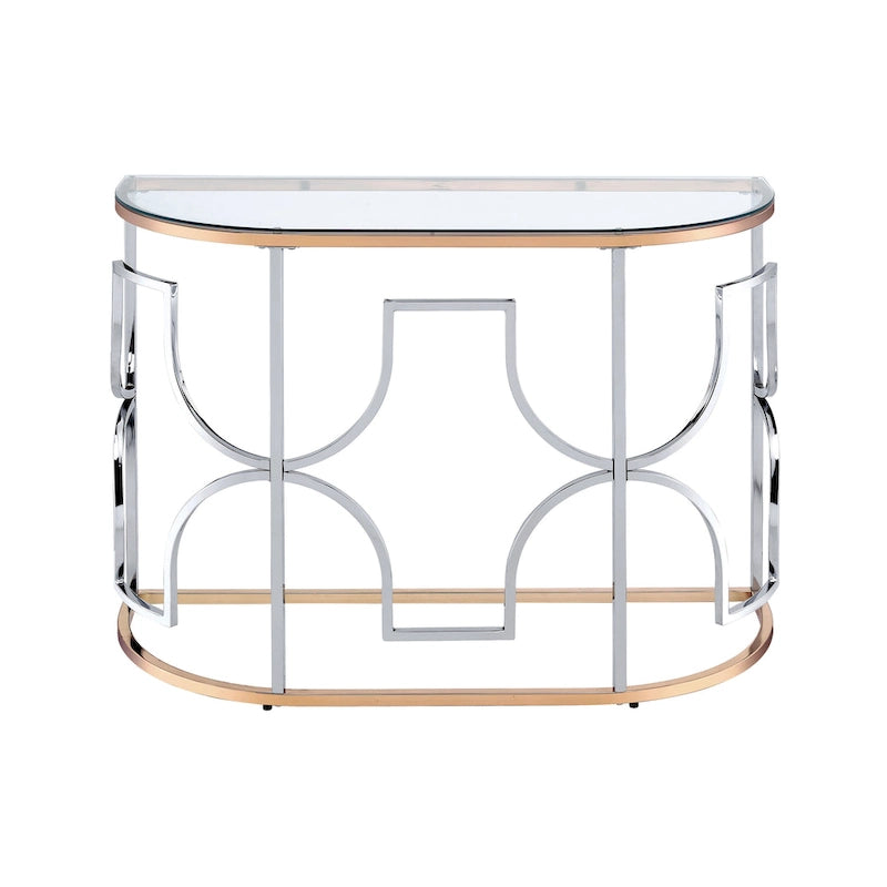 DH BASIC Modern Style Chrome and Gold Open Sofa Table by Denhour