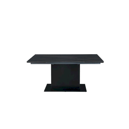 Katana Extendable Sintered Stone Table with Wooden Pedestal and Glass Base Plate
