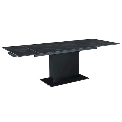 Katana Extendable Sintered Stone Table with Wooden Pedestal and Glass Base Plate