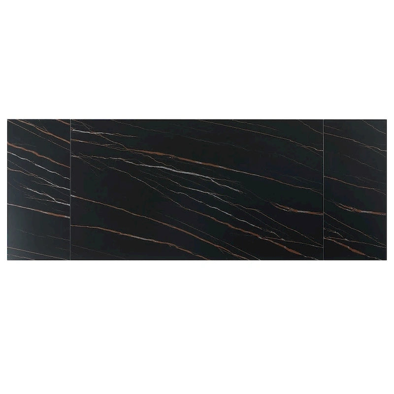 Katana Extendable Sintered Stone Table with Wooden Pedestal and Glass Base Plate