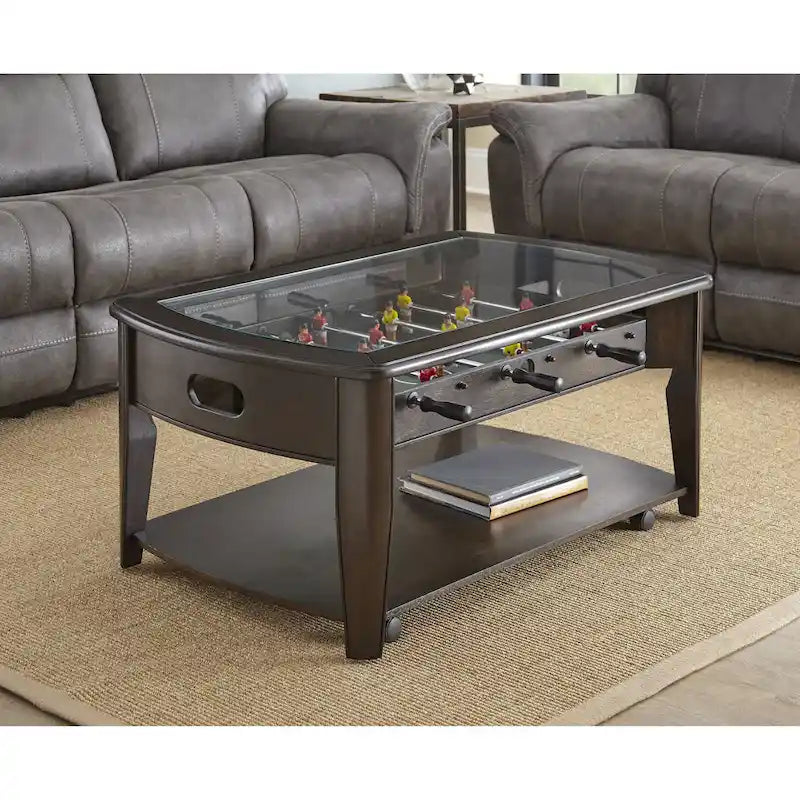 Steve Silver Darlington Dark Walnut Wood/Glass Foosball Coffee Table
