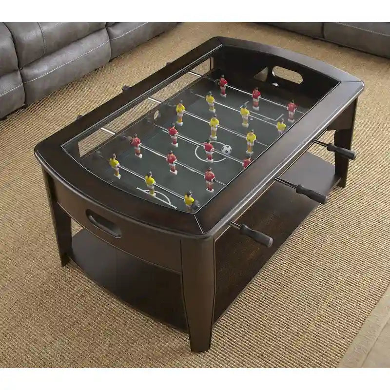 Steve Silver Darlington Dark Walnut Wood/Glass Foosball Coffee Table