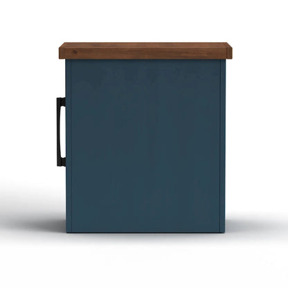 Bridgevine Home Nantucket 14 inch Chairside Table, No Assembly Required, Blue Denim and Whiskey Finish