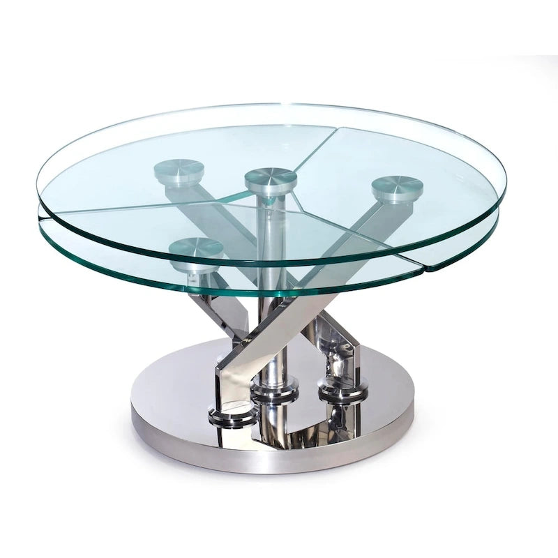 Somette Cocktail Table with 32 Round Glass Top - Cocktail Table