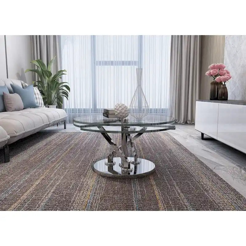 Somette Cocktail Table with 32 Round Glass Top - Cocktail Table