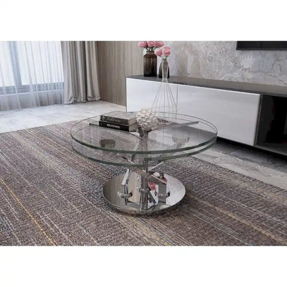 Somette Cocktail Table with 32 Round Glass Top - Cocktail Table