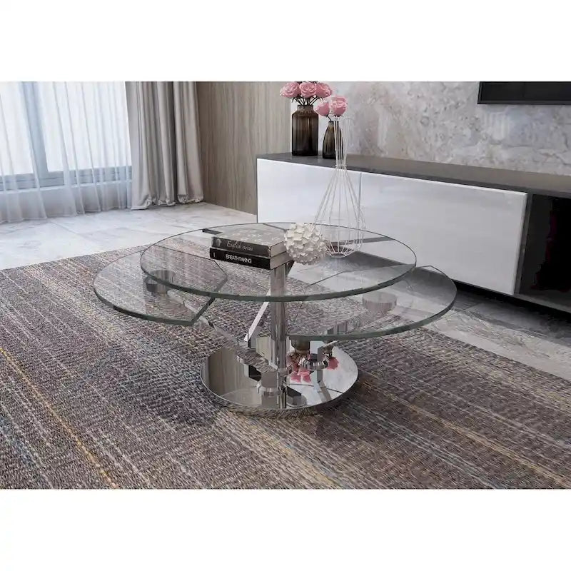 Somette Cocktail Table with 32 Round Glass Top - Cocktail Table