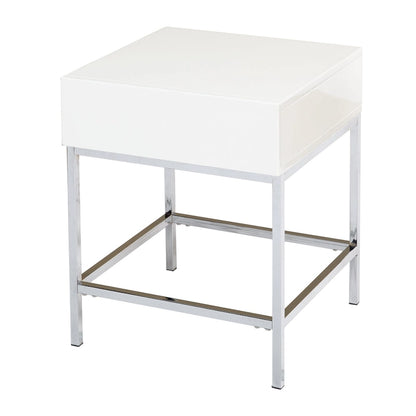 Simple Living White Metal High-gloss End Table