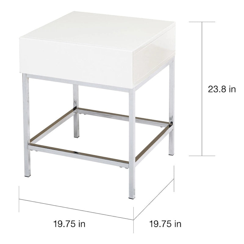 Simple Living White Metal High-gloss End Table