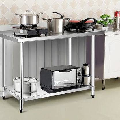 Stainless Steel Commercial Prep and Work Table with Adjustable Shelf