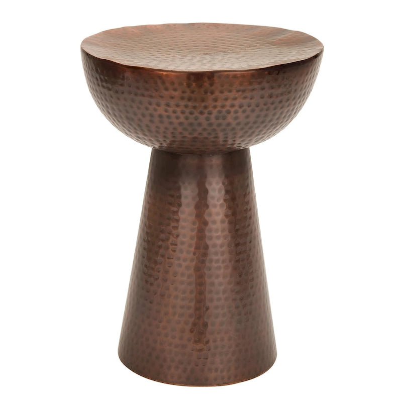 Metal Handmade Accent Table with Hammered Design - Bronze or Copper - Roche River Decor