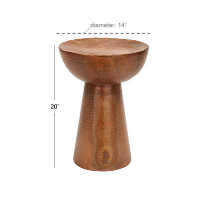 Metal Handmade Accent Table with Hammered Design - Bronze or Copper - Roche River Decor