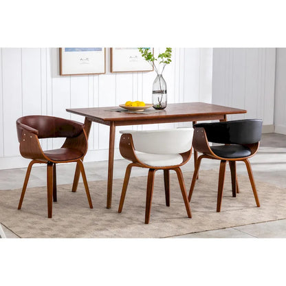 Porthos Home Meir Dining Chair, PU Leather Upholstery, Walnut Wood Legs