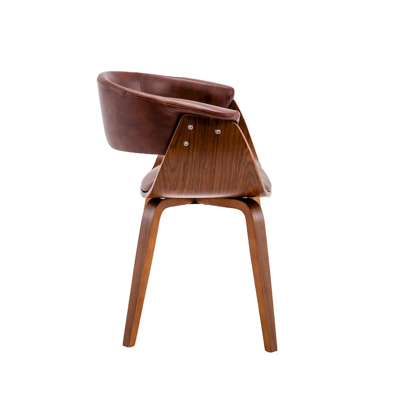 Porthos Home Meir Dining Chair, PU Leather Upholstery, Walnut Wood Legs