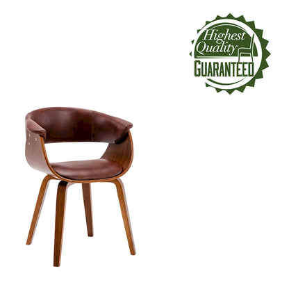 Porthos Home Meir Dining Chair, PU Leather Upholstery, Walnut Wood Legs