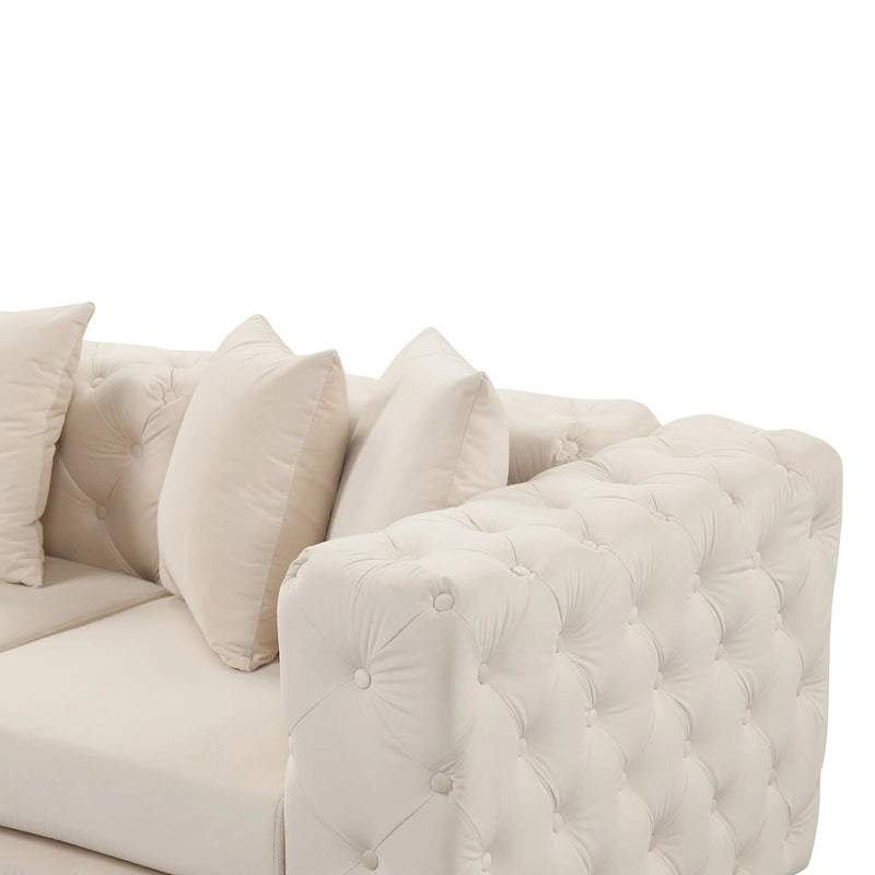 Large L-Shaped Modular Sofa, 5-Seat Velvet Sectional Couch