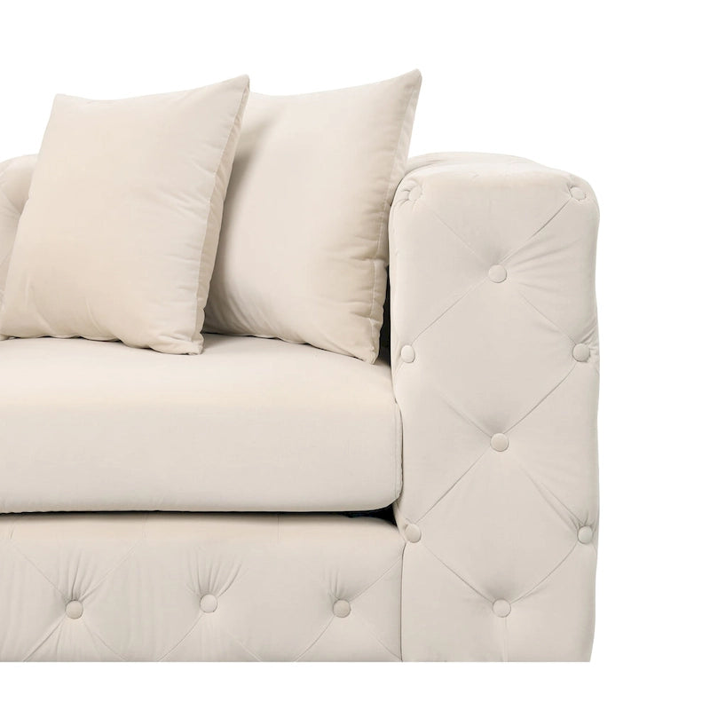 Large L-Shaped Modular Sofa, 5-Seat Velvet Sectional Couch