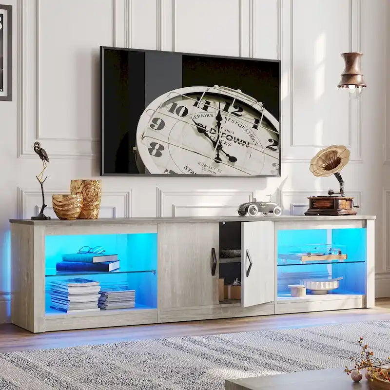 70 inch TV Stand 20 Color RGB Light Entertainment Center