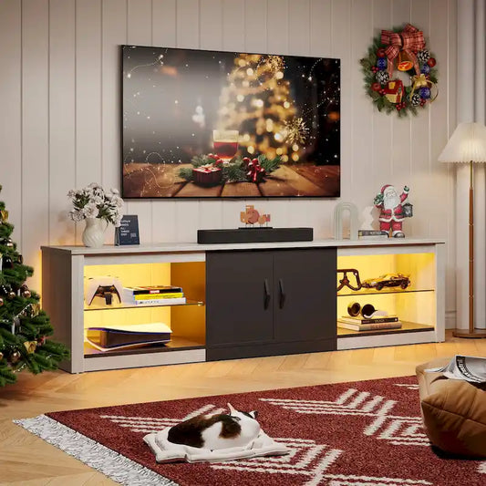 70 inch TV Stand 20 Color RGB Light Entertainment Center