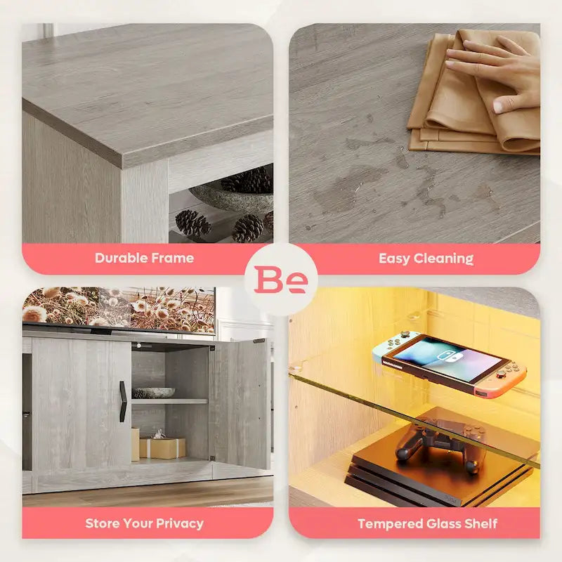 70 inch TV Stand 20 Color RGB Light Entertainment Center