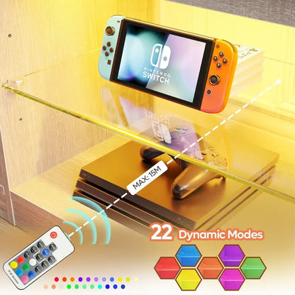 70 inch TV Stand 20 Color RGB Light Entertainment Center