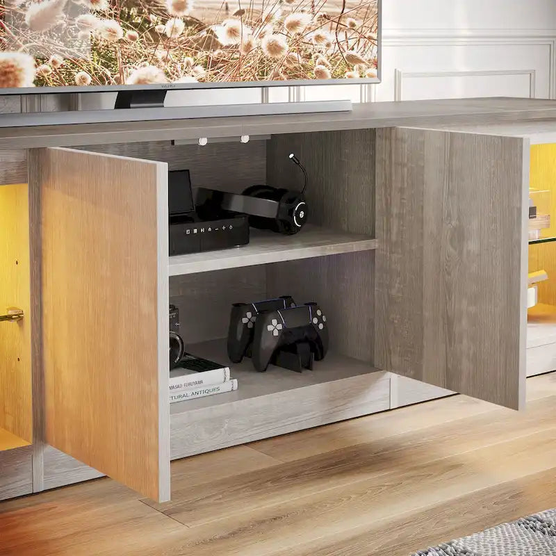 70 inch TV Stand 20 Color RGB Light Entertainment Center