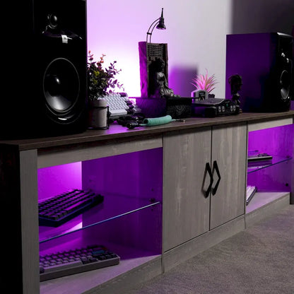 70 inch TV Stand 20 Color RGB Light Entertainment Center