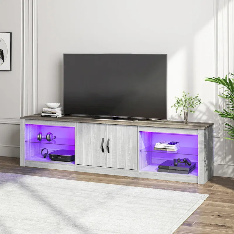 70 inch TV Stand 20 Color RGB Light Entertainment Center