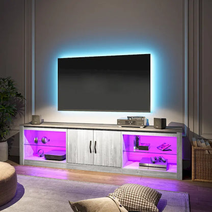 70 inch TV Stand 20 Color RGB Light Entertainment Center