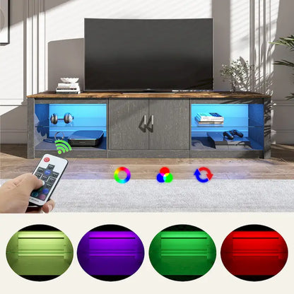 70 inch TV Stand 20 Color RGB Light Entertainment Center