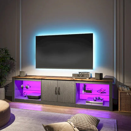 70 inch TV Stand 20 Color RGB Light Entertainment Center