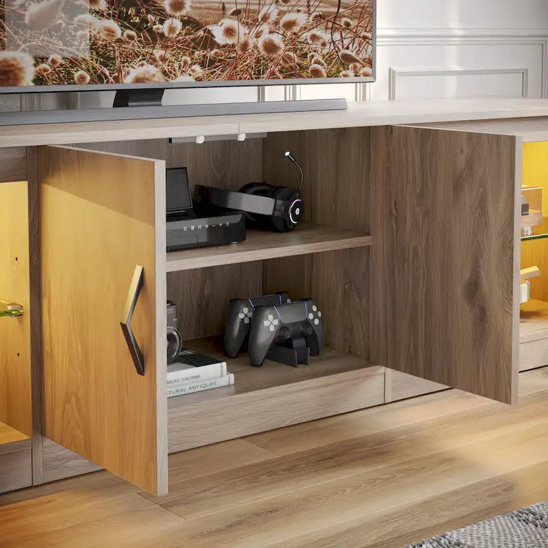 70 inch TV Stand 20 Color RGB Light Entertainment Center