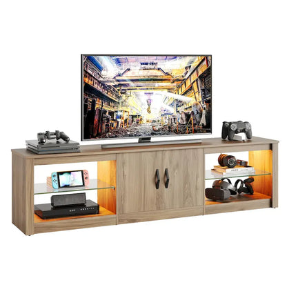 70 inch TV Stand 20 Color RGB Light Entertainment Center