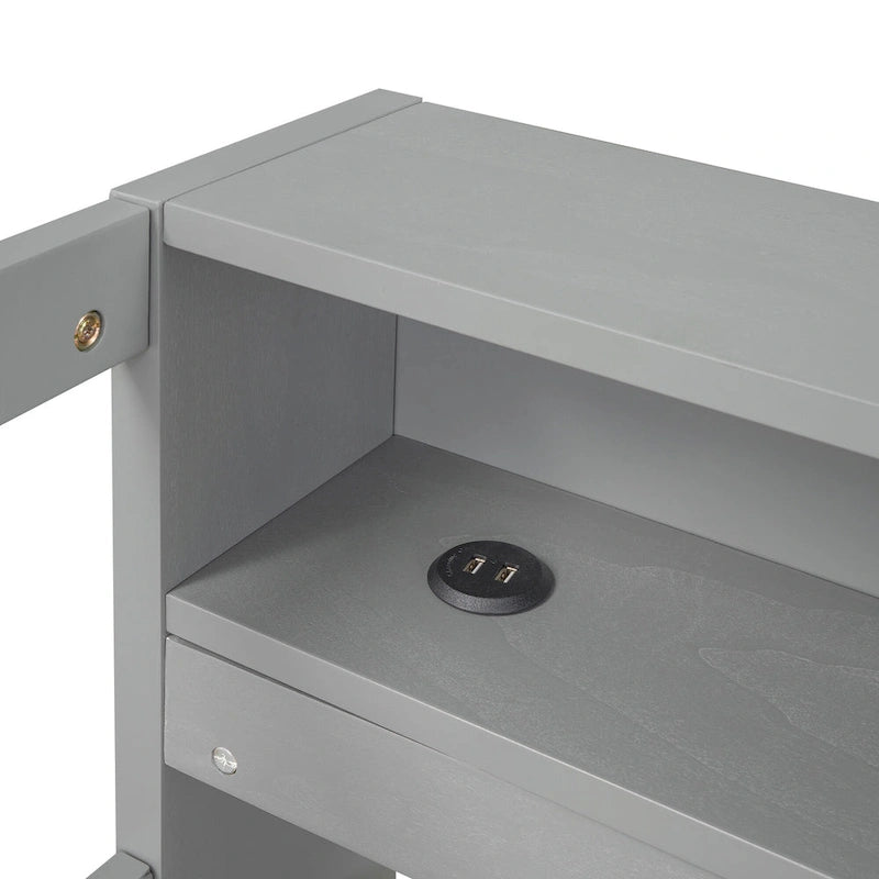 Twin XL Wood Daybed with 2 Trundles and USB Charging Design