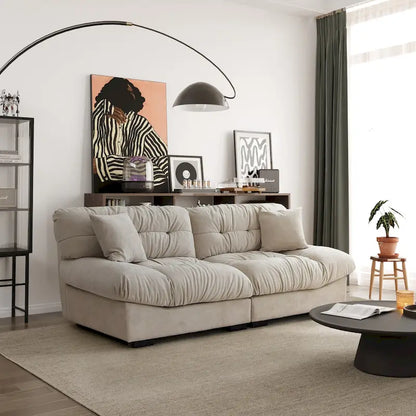 89 Suede Sectional Sofa Cloud Shape Couch for Living Room