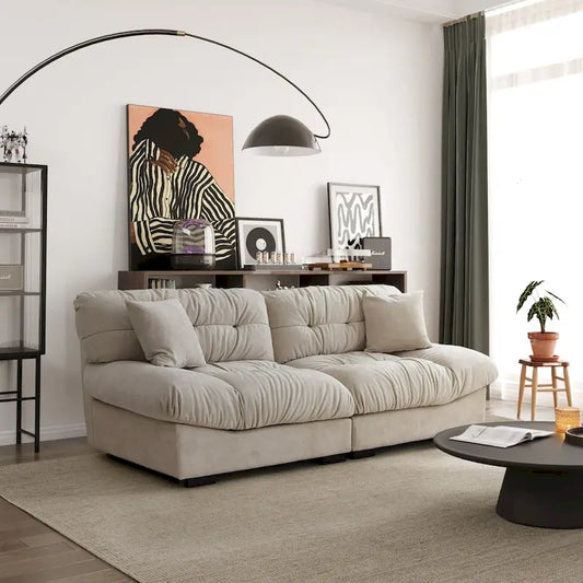 89 Suede Sectional Sofa Cloud Shape Couch for Living Room