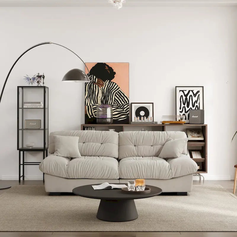 89 Suede Sectional Sofa Cloud Shape Couch for Living Room