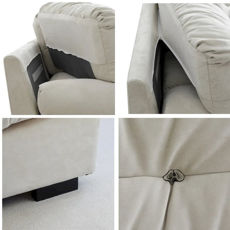 89 Suede Sectional Sofa Cloud Shape Couch for Living Room