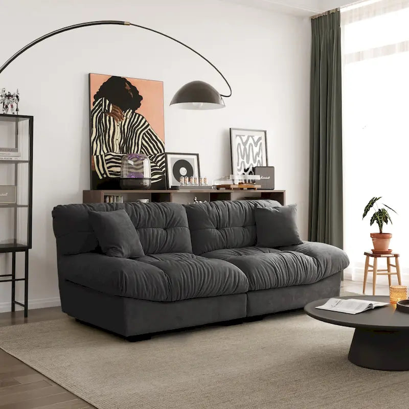 89 Suede Sectional Sofa Cloud Shape Couch for Living Room