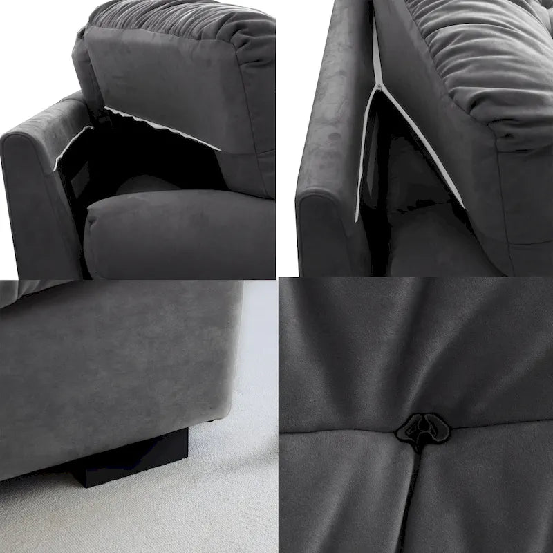 89 Suede Sectional Sofa Cloud Shape Couch for Living Room