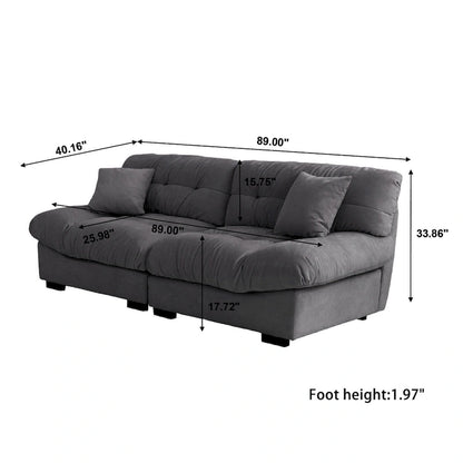 89 Suede Sectional Sofa Cloud Shape Couch for Living Room