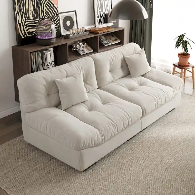89 Suede Sectional Sofa Cloud Shape Couch for Living Room