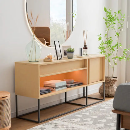 DH BASIC Modern 60-inch 16 Colors LED TV Stand with One Drawer and Metal Legs by Denhour