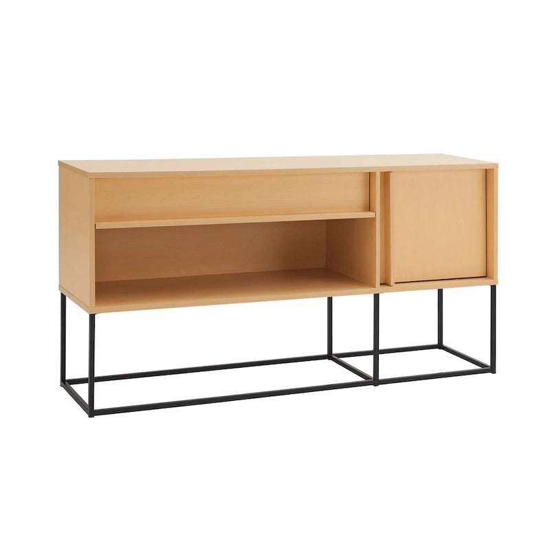 DH BASIC Modern 60-inch 16 Colors LED TV Stand with One Drawer and Metal Legs by Denhour